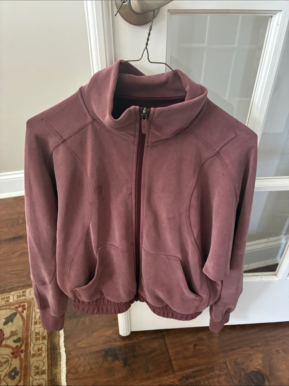 Lululemon Taupe Jacket with Burgundy Zipper